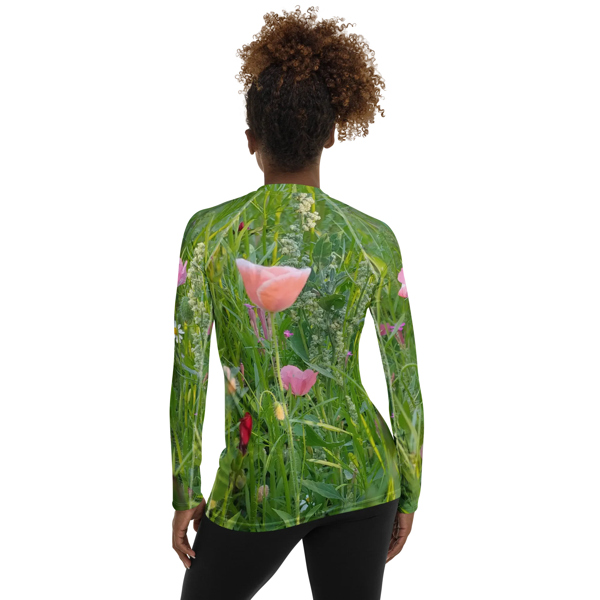 The FLOWER LOVE Collection - "Wildflower Wonder" Design Luxurious Women's Rash Guard, Sun Protective Clothing, Sports & Fitness Clothing