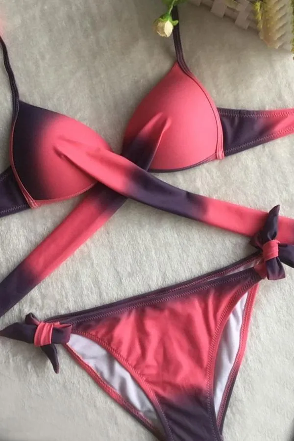 Tie Dye Feminine Front Wrap Bikini