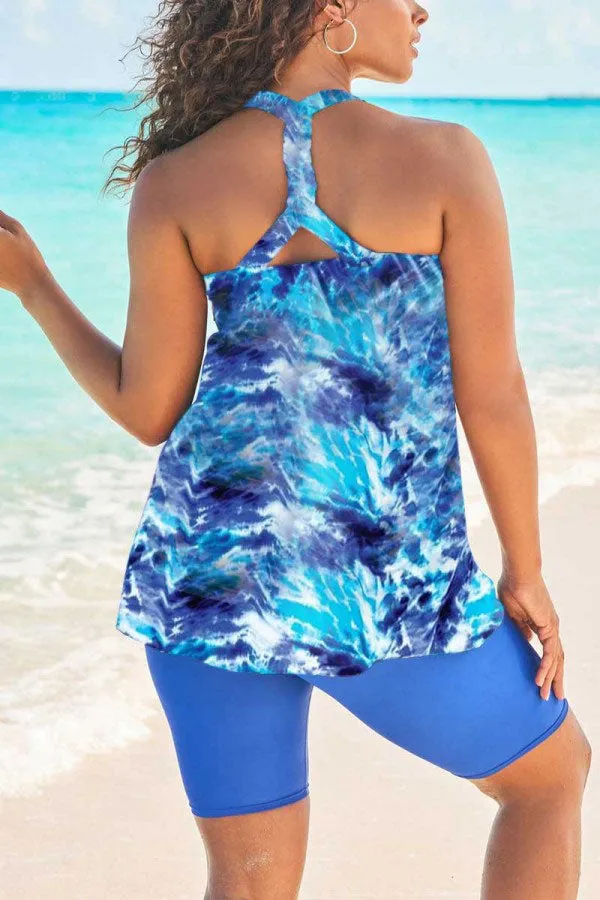 Tie Dye On-trend Racerback Tankini Swimdress