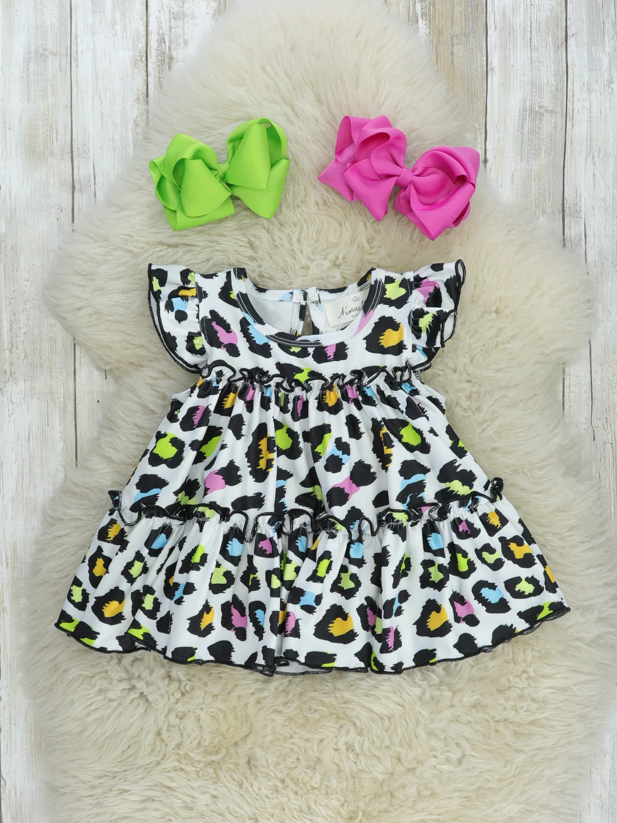 Tiered Ruffle Tunic - Neon Leopard