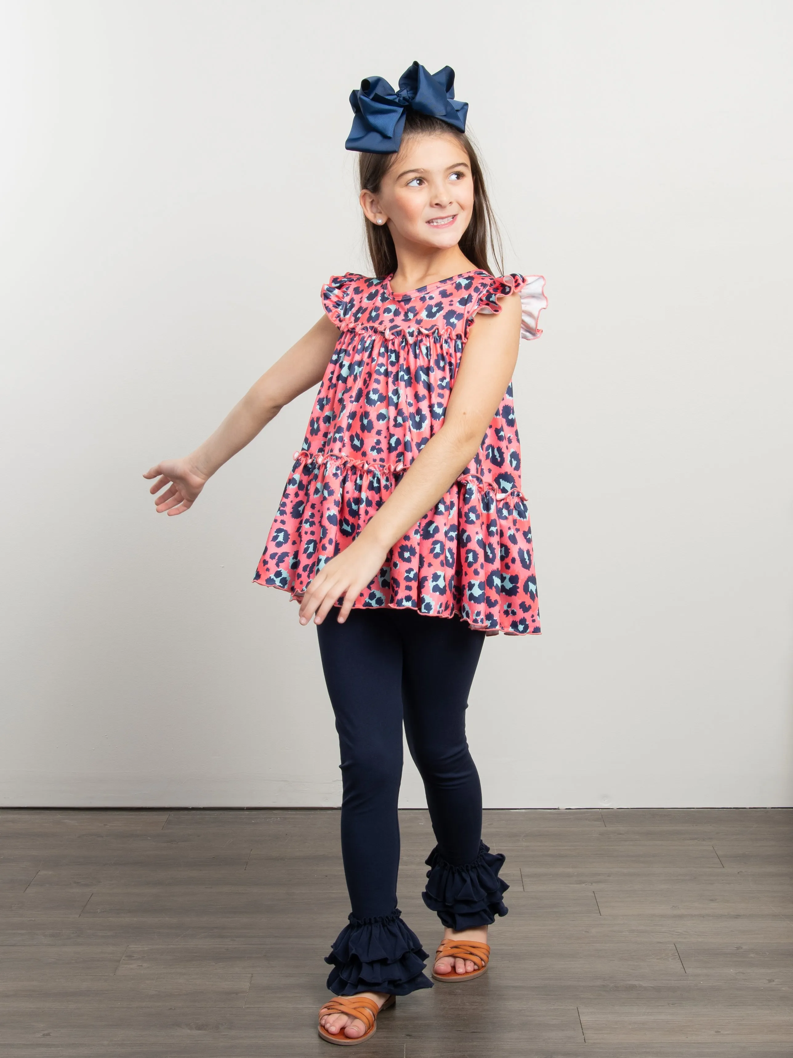Tiered Ruffle Tunic - Pink Leopard
