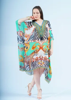 Tiger Royal Turquoise Kaftan