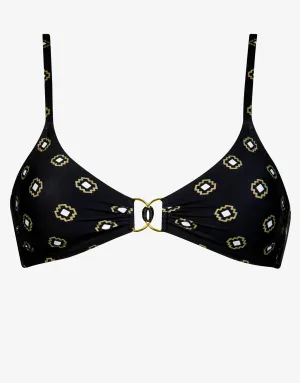 Tiles Craft Bralette Bikini Top - Black Neutrals