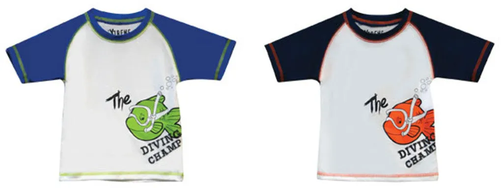 toddler boy's fashion rash guards w/ fish motif - sizes 2t-4t Case of 18