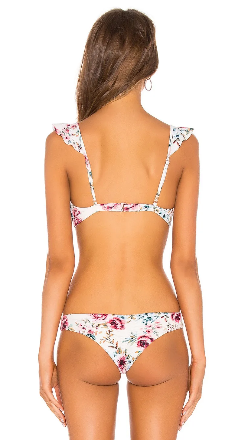 Tori Praver Mina Ruffle Bralette Bikini Top Ivory