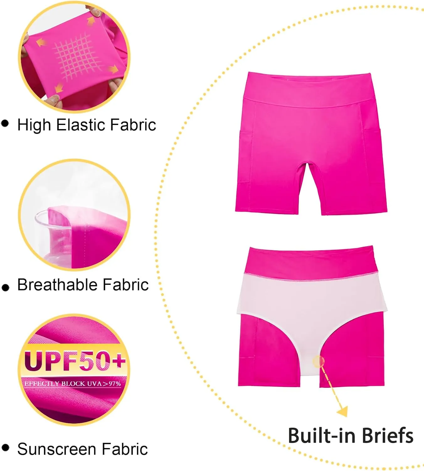 Tournesol Women's Plus Size Swim Shorts High Waisted Bathing Suit Bottoms Swimsuit Tankini Board Shorts Bikini with Pocket