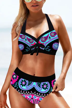 Tribal Print Classic Halter Collar Bikini