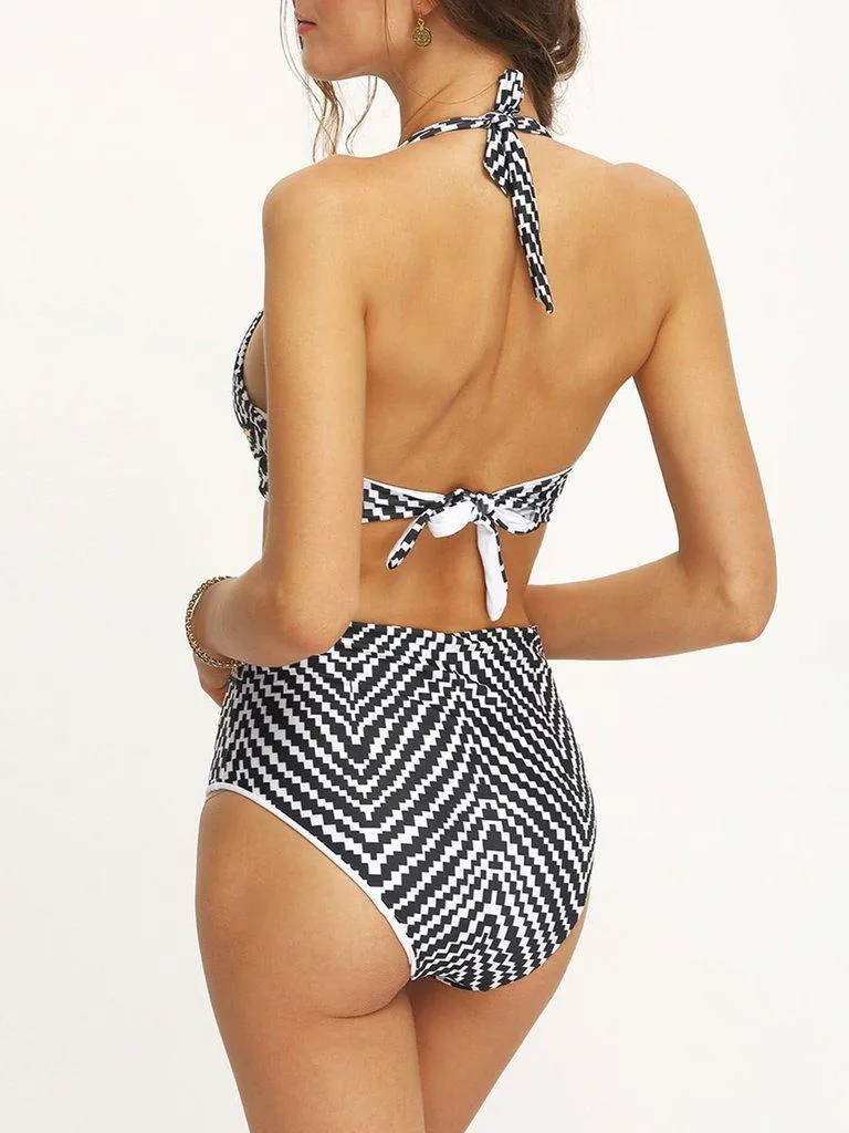 Tribal Print Cutout One-Piece Swimwear - Grey