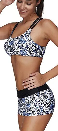 Tribal Printed Tankini Three Piece Bikini