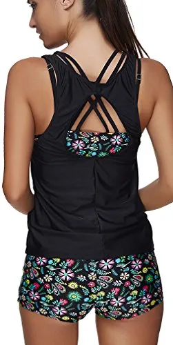 Tribal Printed Tankini Three Piece Bikini