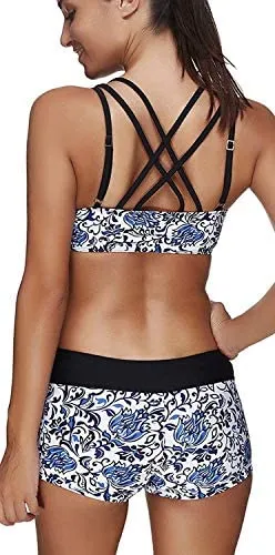 Tribal Printed Tankini Three Piece Bikini