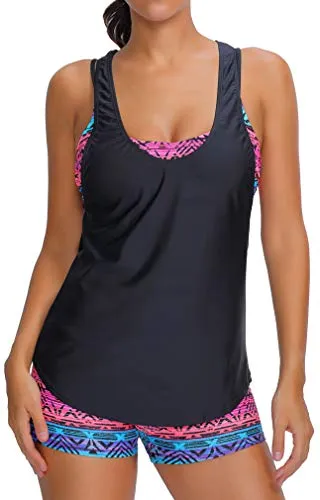 Tribal Printed Tankini Three Piece Bikini