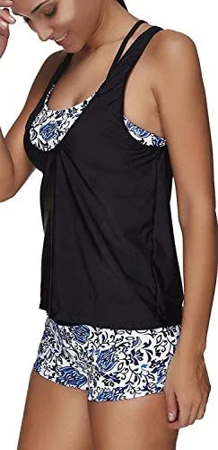 Tribal Printed Tankini Three Piece Bikini
