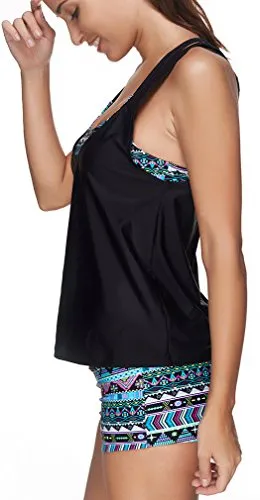 Tribal Printed Tankini Three Piece Bikini
