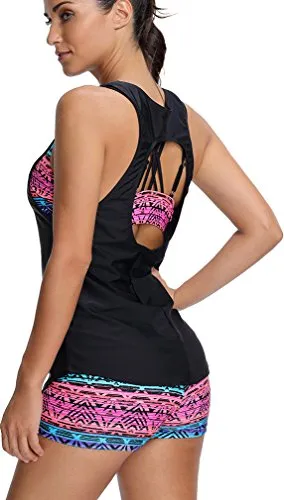 Tribal Printed Tankini Three Piece Bikini