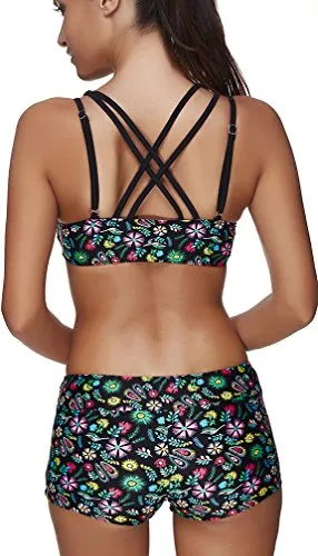 Tribal Printed Tankini Three Piece Bikini