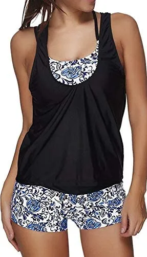 Tribal Printed Tankini Three Piece Bikini
