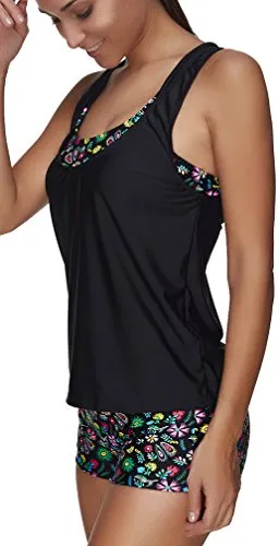 Tribal Printed Tankini Three Piece Bikini