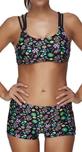 Tribal Printed Tankini Three Piece Bikini