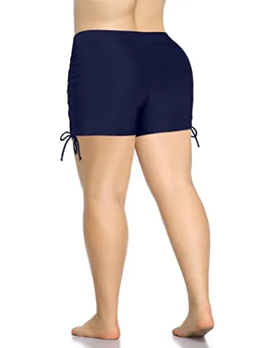Tummy Control Bathing Suit Bottoms Plus Size Swim Shorts-Navy Blue
