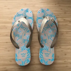 Turquoise & Gold Flip Flops