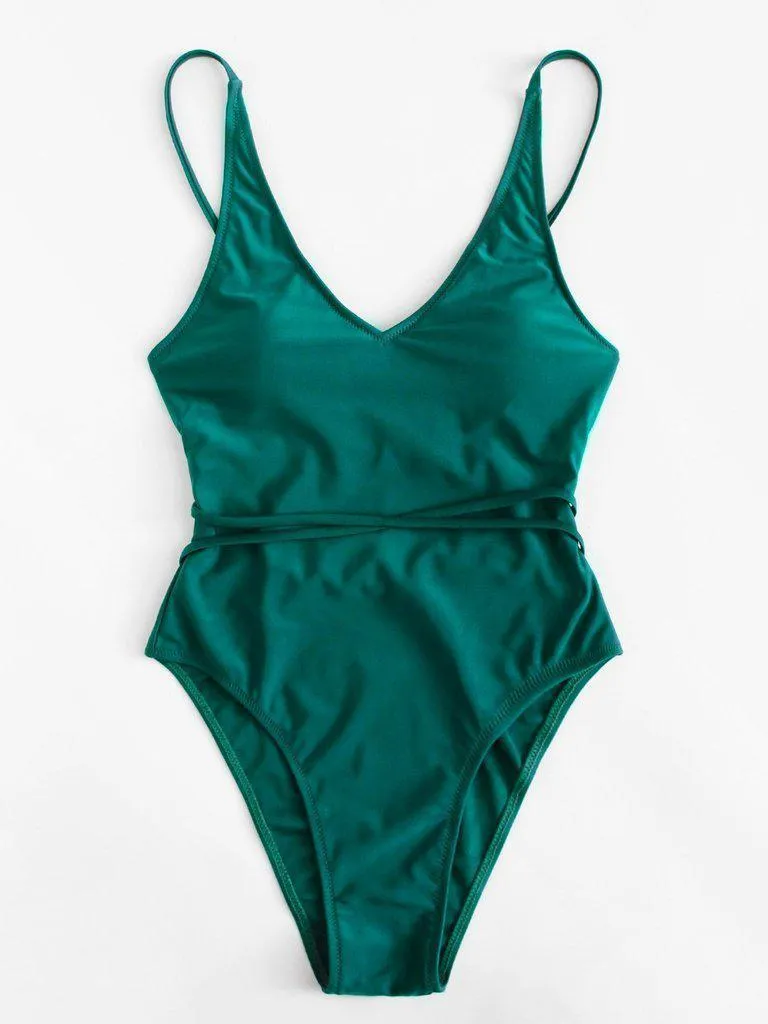 Twist Detail Solid Swimsuit