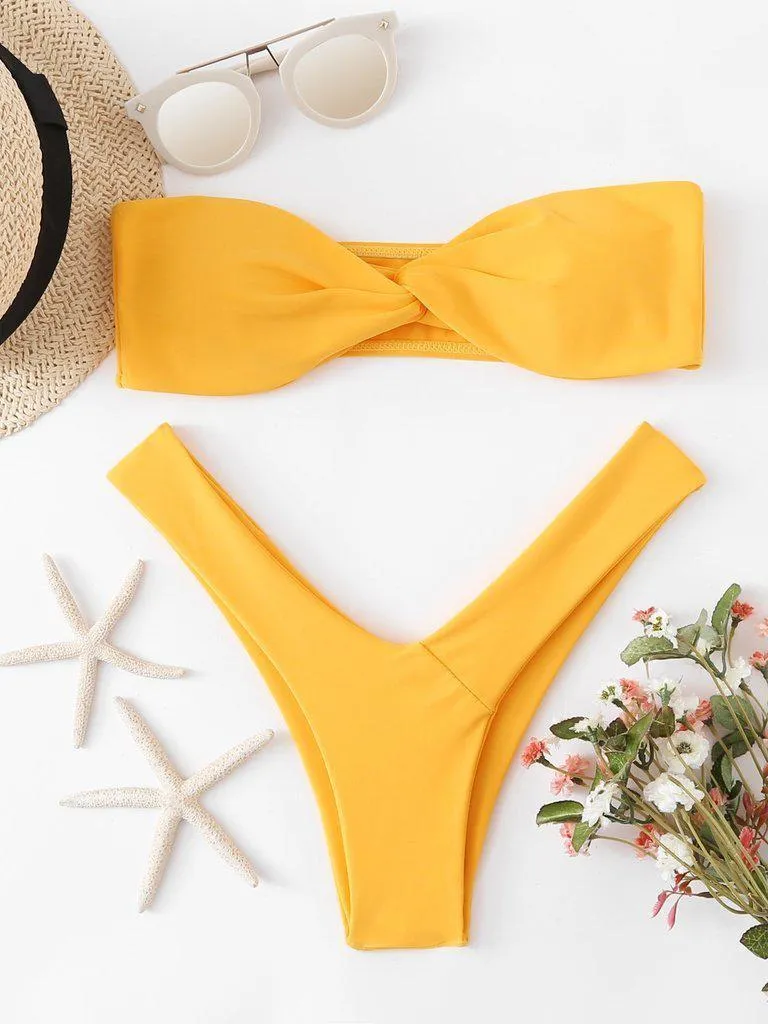 Twist High Leg Bikini Set