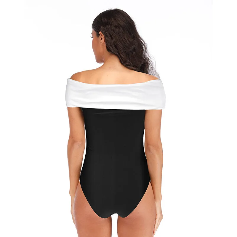 Two Piece Swimsuit Set Off Shoulder Cover up and One Piece Swimsuit