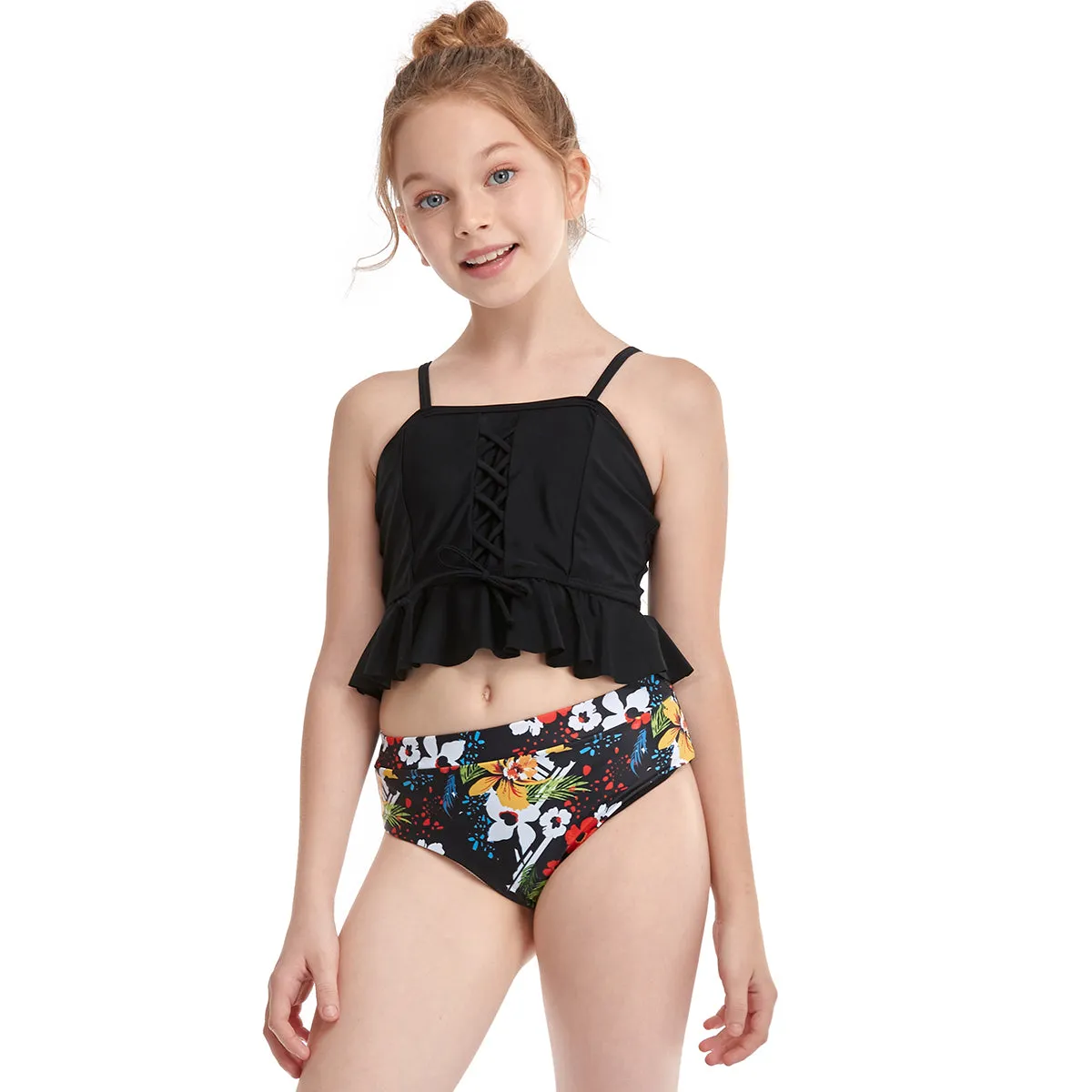 Two Pieces High Waisted Tankini Mommy and Me Swimsuits