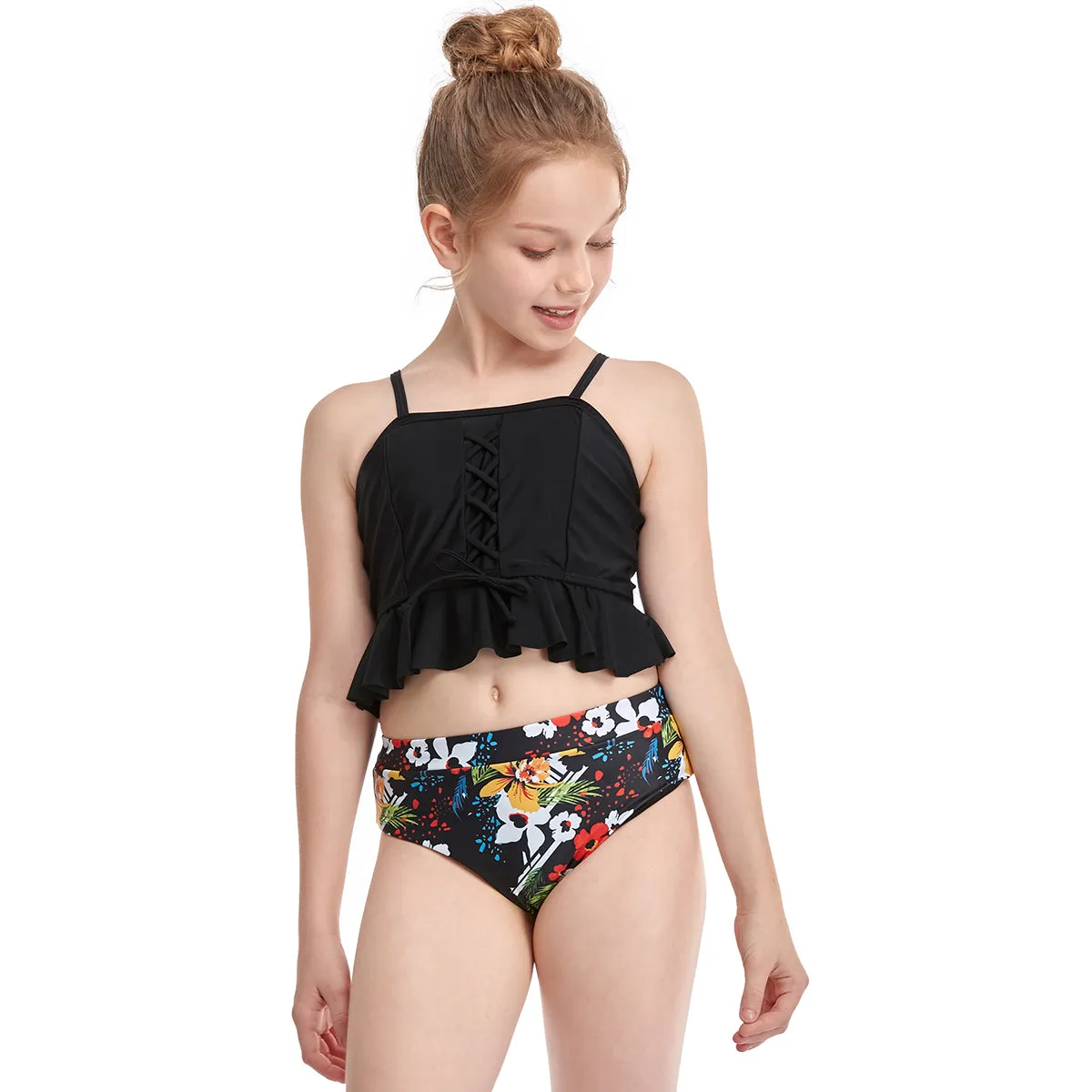 Two Pieces High Waisted Tankini Mommy and Me Swimsuits