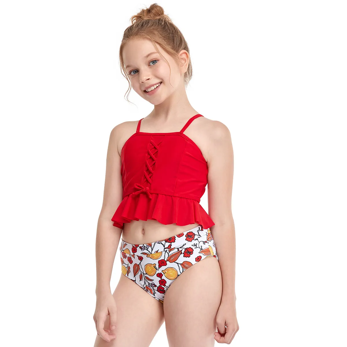 Two Pieces High Waisted Tankini Mommy and Me Swimsuits