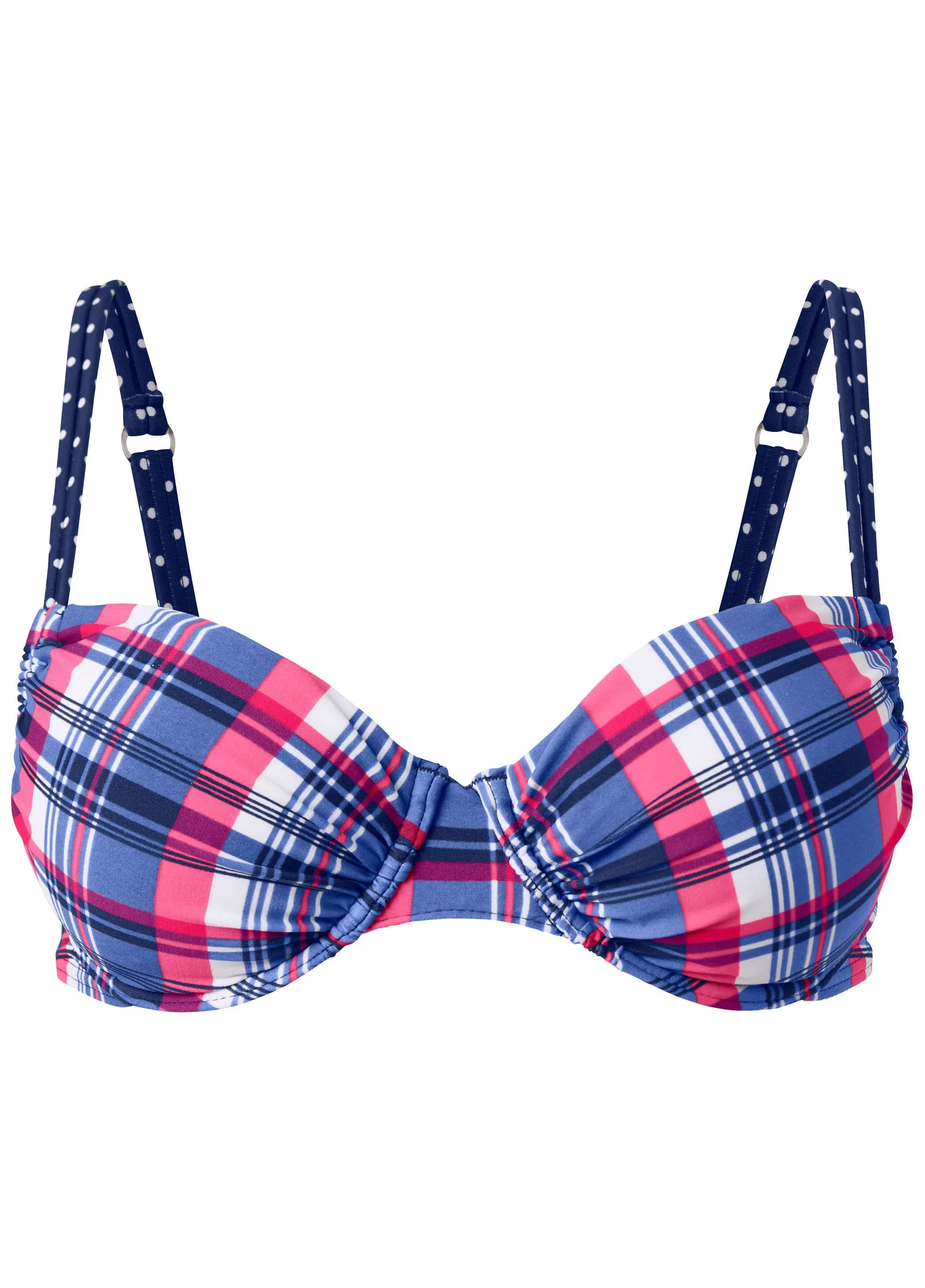 Underwire Bra Bikini Top - Plaid & Dots