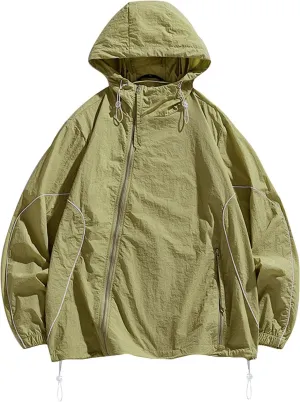 UPF 50  Sun Protection Jacket Hooded Men Women Cooling Shirt With Pocket Lightweight Breathable Long Sleeve Raincoat