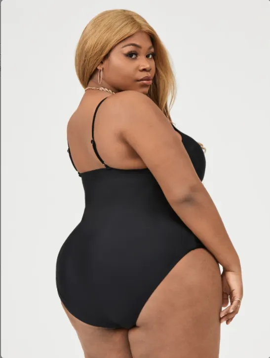 Upopby Solid Hollow One-Piece Swimsuit High Waist Bikini