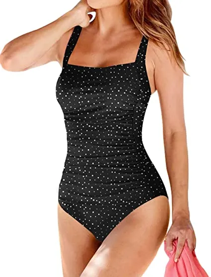 Upopby Woman's Square Neck Backless One-Piece Swimsuits