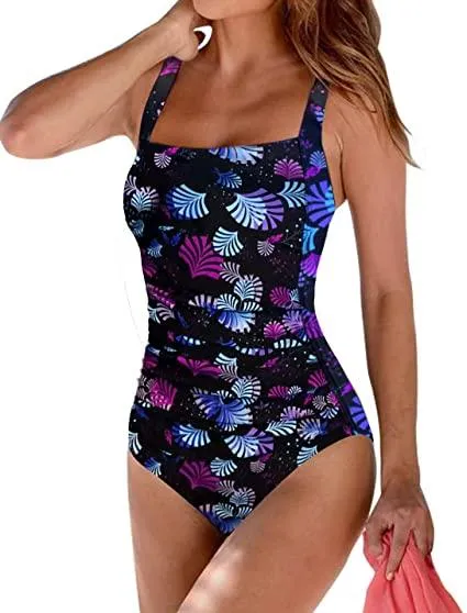 Upopby Woman's Square Neck Backless One-Piece Swimsuits