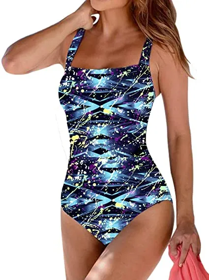 Upopby Woman's Square Neck Backless One-Piece Swimsuits