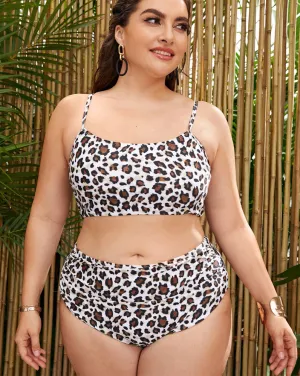 Upopby Womens New Leopard Print Swimsuit High Waist Bikini