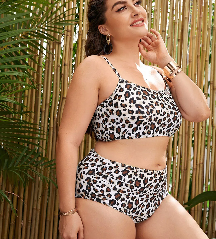 Upopby Womens New Leopard Print Swimsuit High Waist Bikini