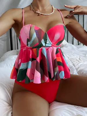 Vacation Spaghetti Strap Women Tankini
