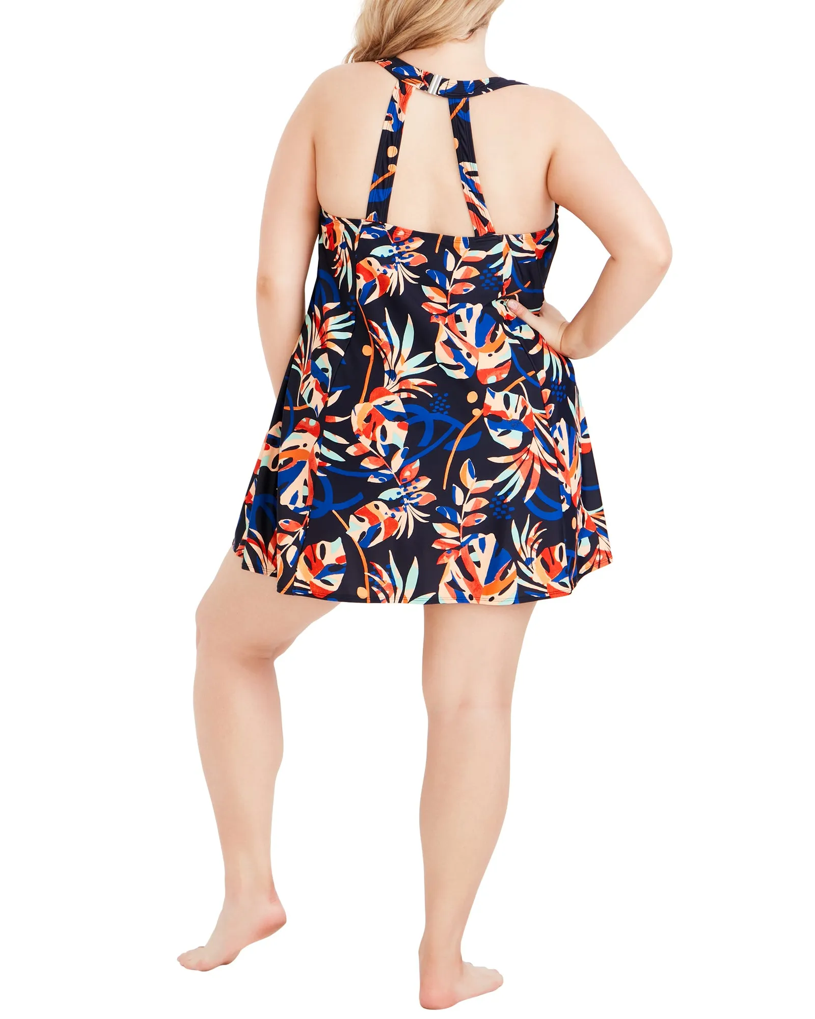 Vanessa Swim Dress | Black / Azure Blue