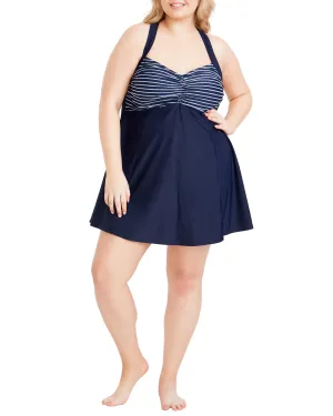 Vanessa Swim Dress | Navy / White