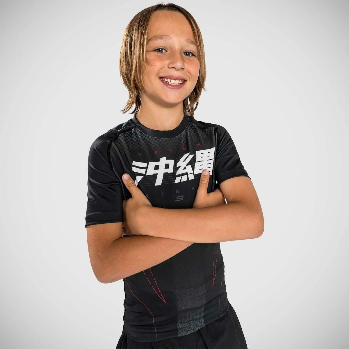 Venum Okinawa 3.0 Kids Short Sleeve Rash Guard Black