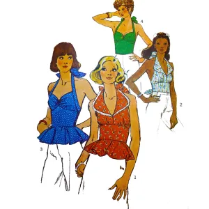 Vintage 1970s Pattern – Halter-Tops, Four Styles in One - Bust 32" (81.3cm)