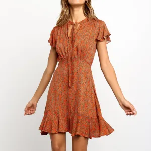 Vintage Floral Print Dress Women Sexy