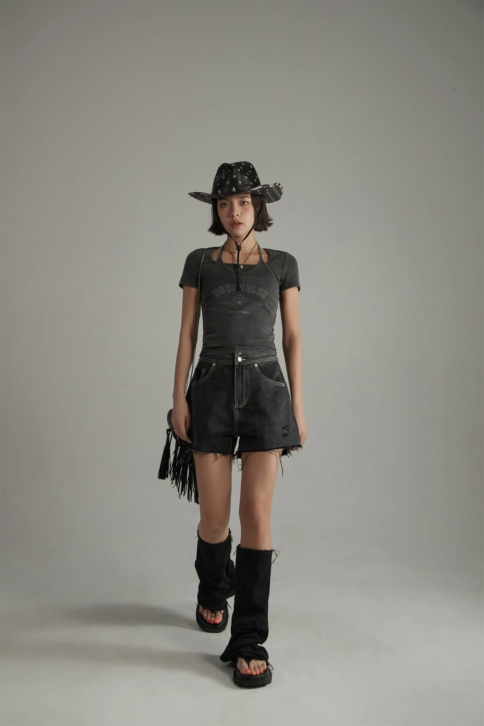 Vintage Halter Neck Noe Short Sleeve Crop Top