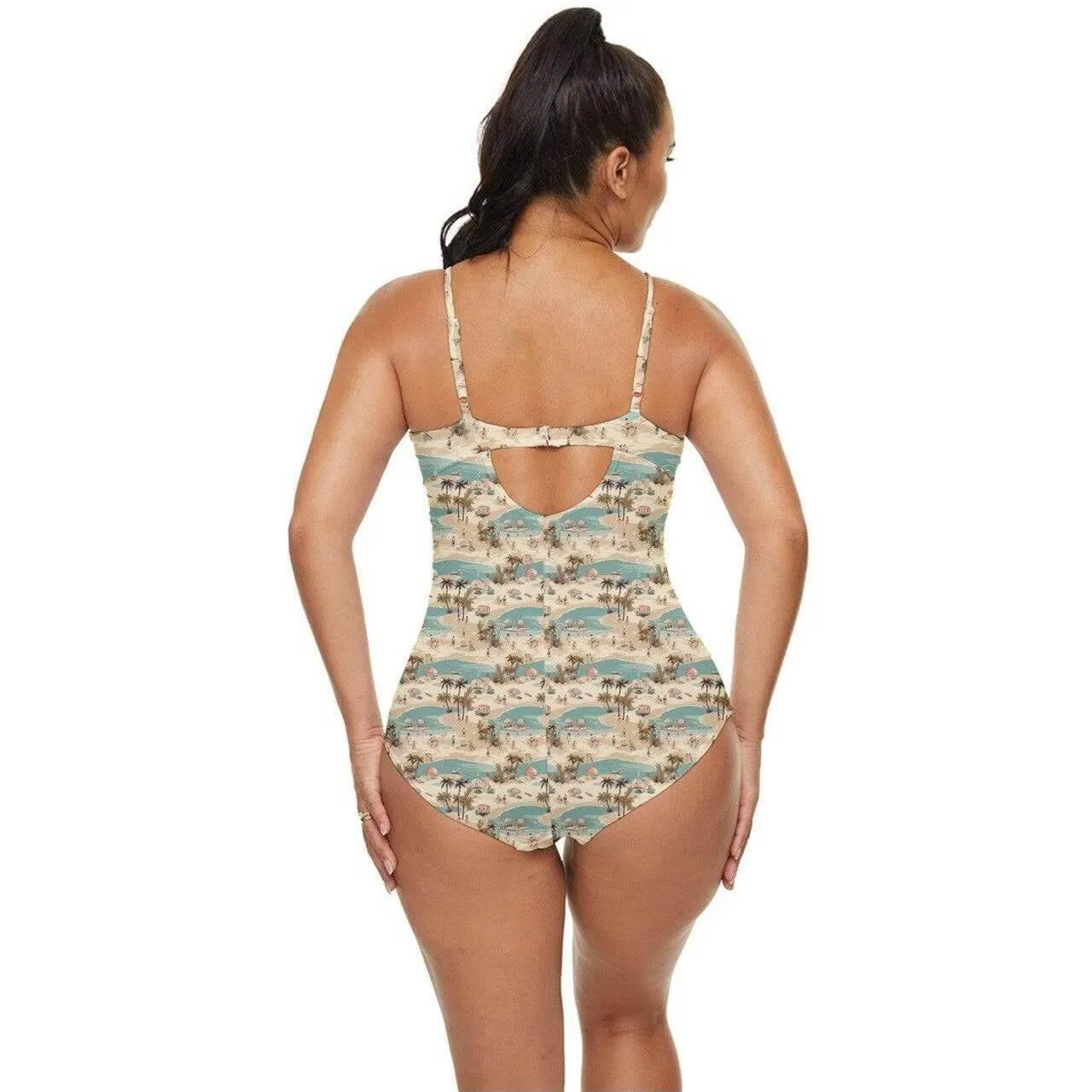 Vintage Vacation Retro Full Coverage Swimsuit