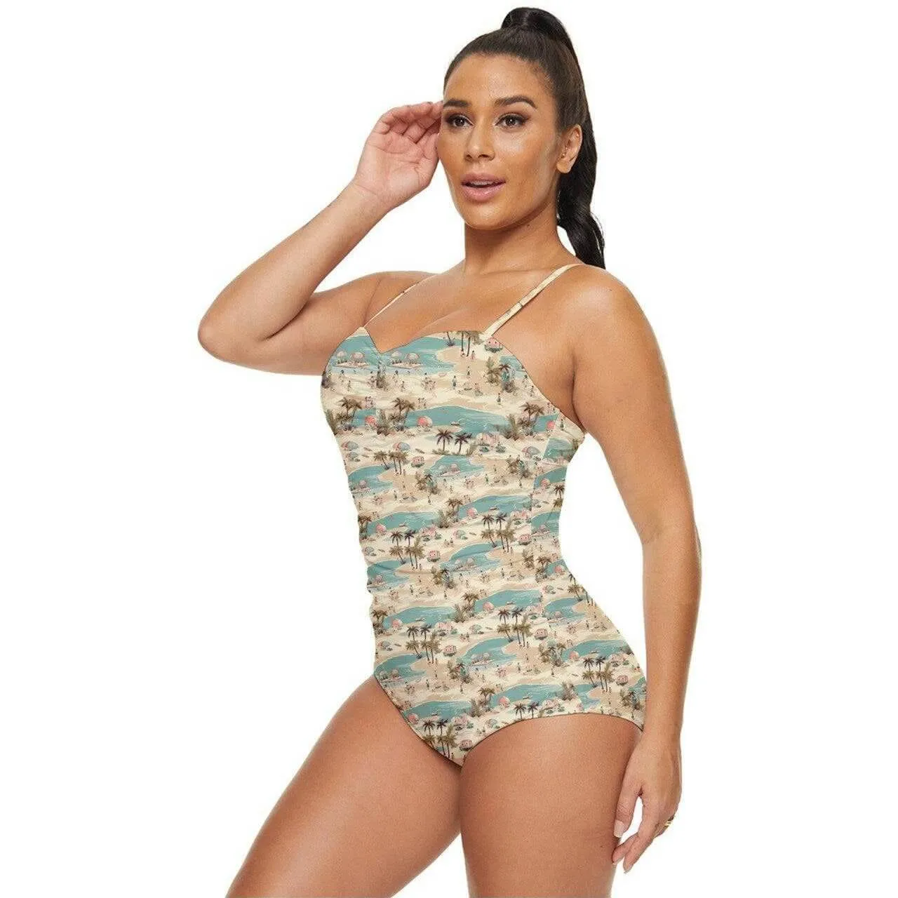 Vintage Vacation Retro Full Coverage Swimsuit