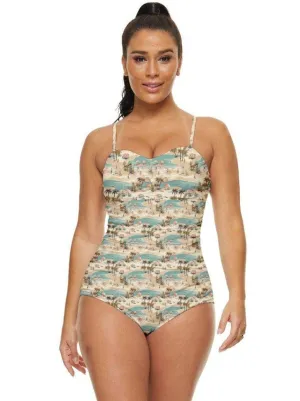 Vintage Vacation Retro Full Coverage Swimsuit