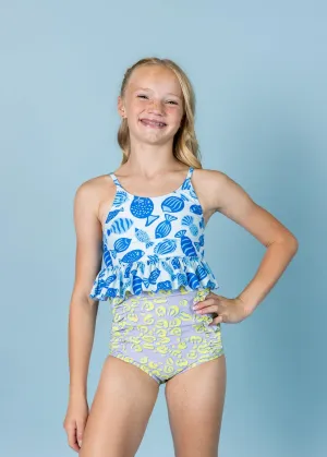 Vivid Cheetah | Youth Down in Front Ruffle Bottoms